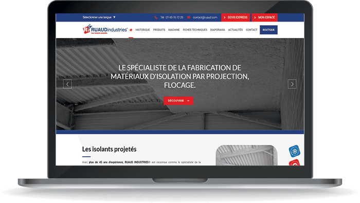 Découvrez la création Symfony du site Ruaud industries de matériaux d’isolation par projection