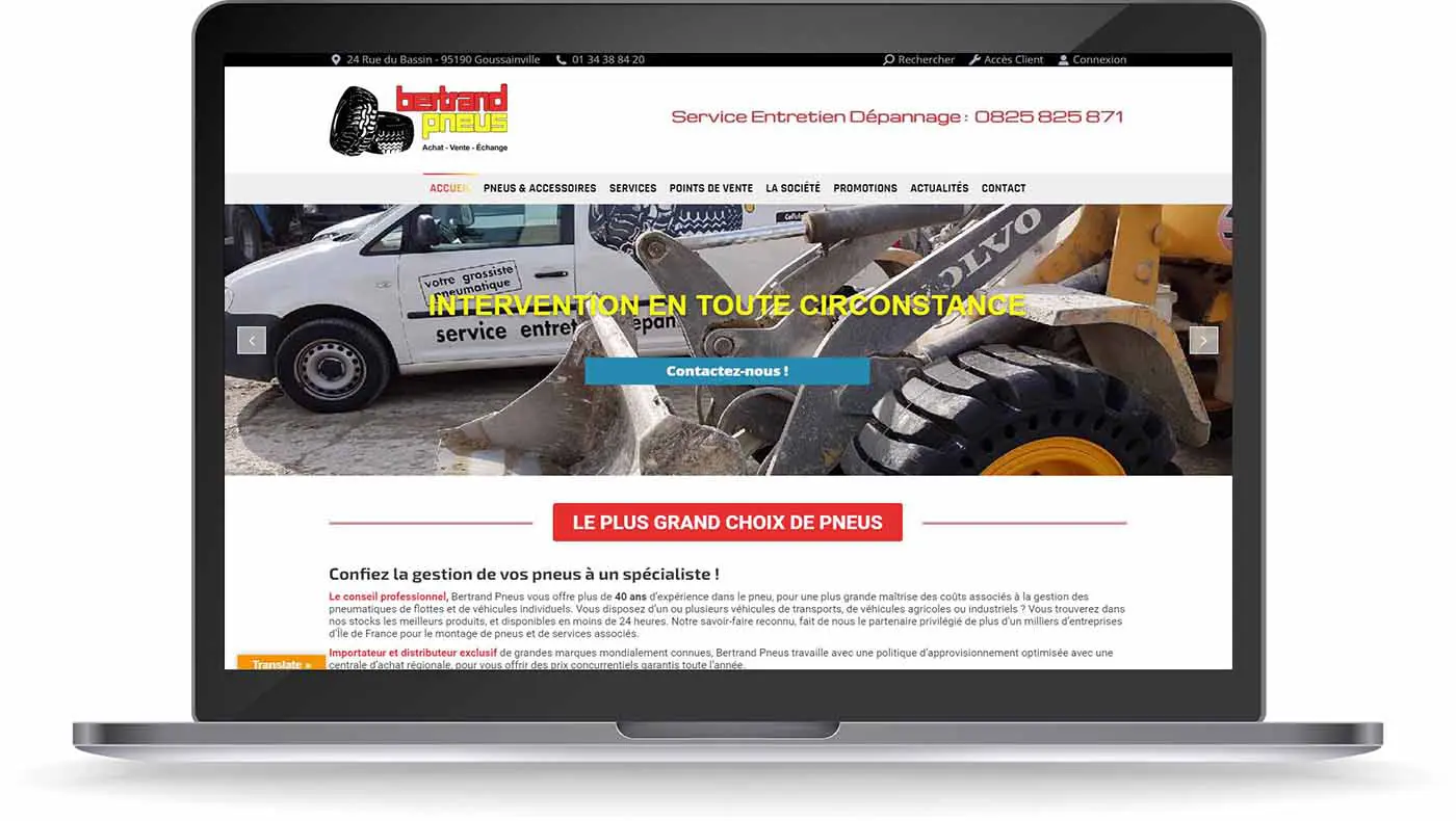 Découvrez notre réalisation WordPress du site Bertrand Pneus