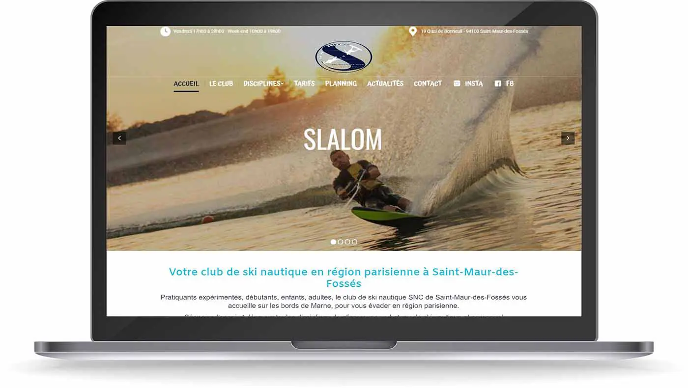 Présentation de la réalisation avec WordPress du club de ski nautique