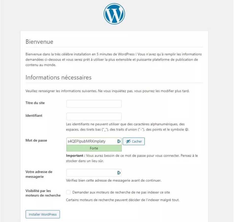 Installer et créer WordPress