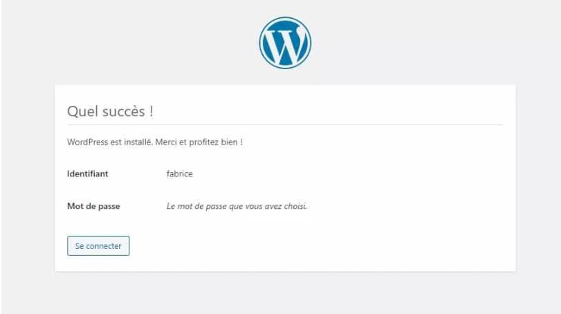 WordPress est installé