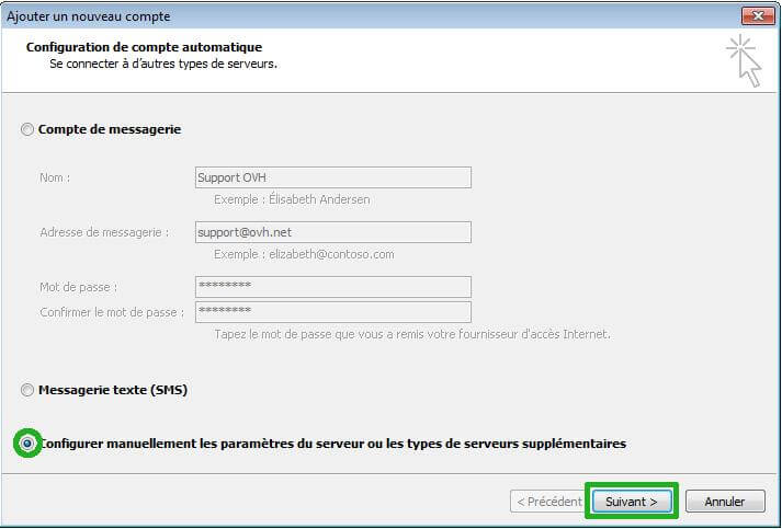Outlook installer un compte de messagerie