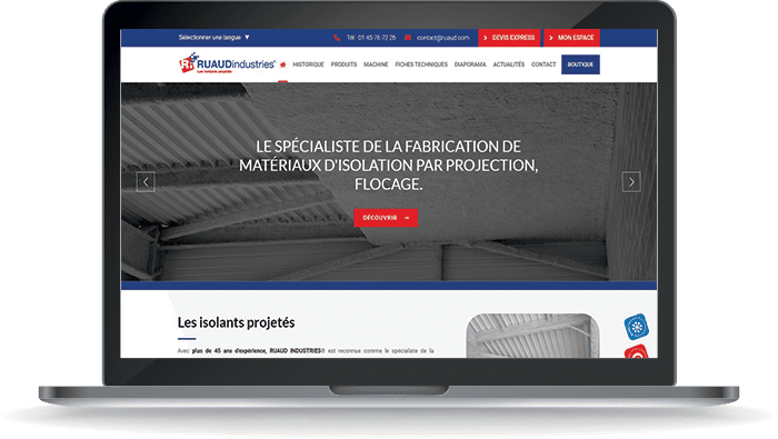 Découvrez la création Symfony du site Ruaud industries de matériaux d’isolation par projection