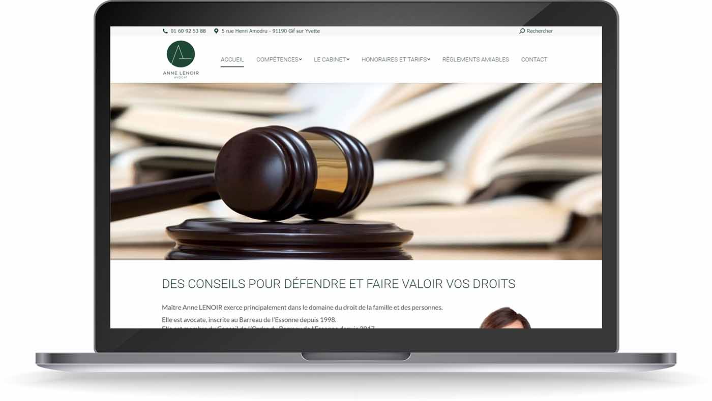 Découvrez le site web créé sous WordPress pour le cabinet d'avocat Lenoir
