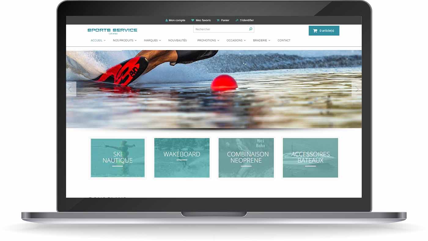Découvrez notre création avec Prestashop du site Sports Service de vente de matériel de ski nautique