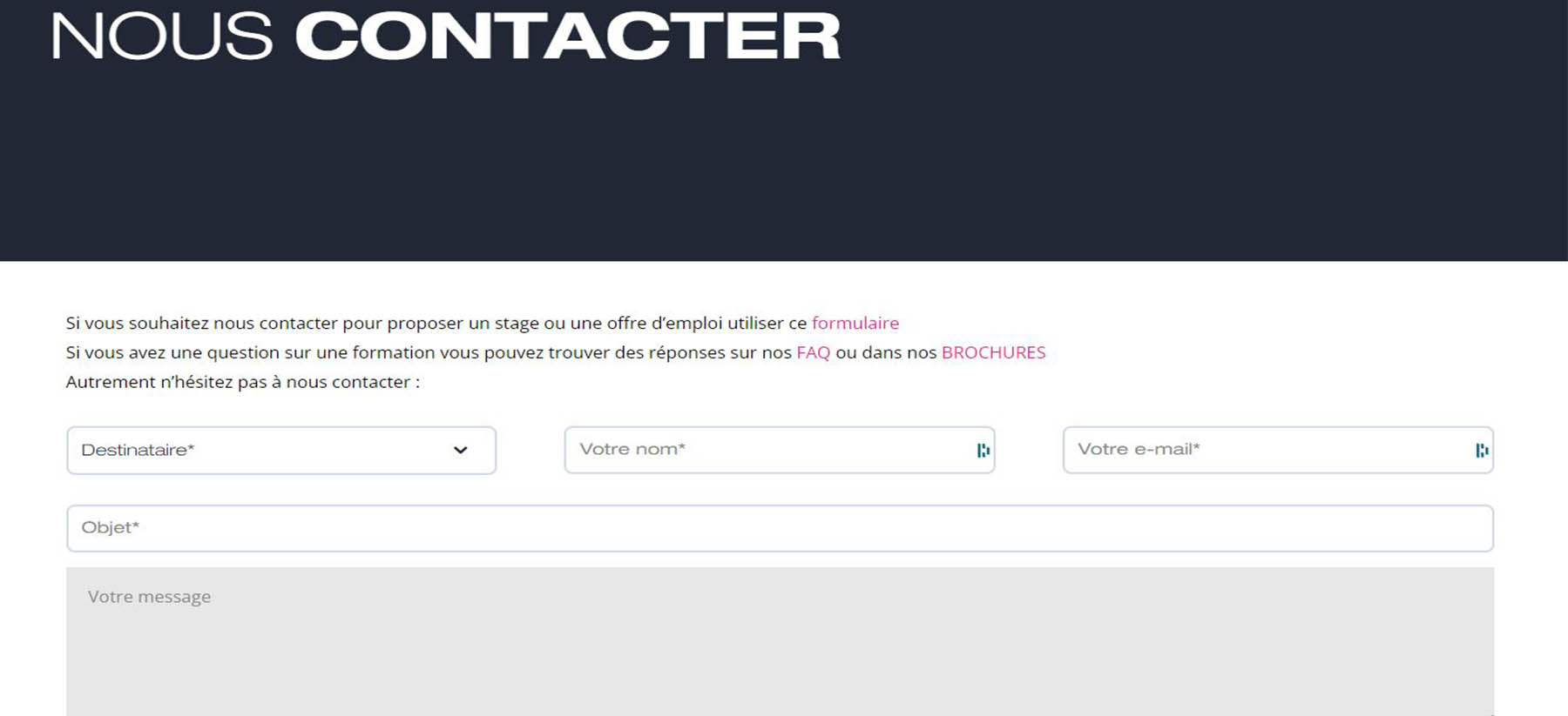 Un formulaire de contact performant