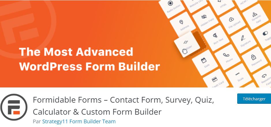 Formidable Form Builder permet de créer un bon formulaire de contact